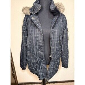 Obermeyer Women's Size 12 Resort Ski Jacket Hoodie Snowboard Coat Black Plaid